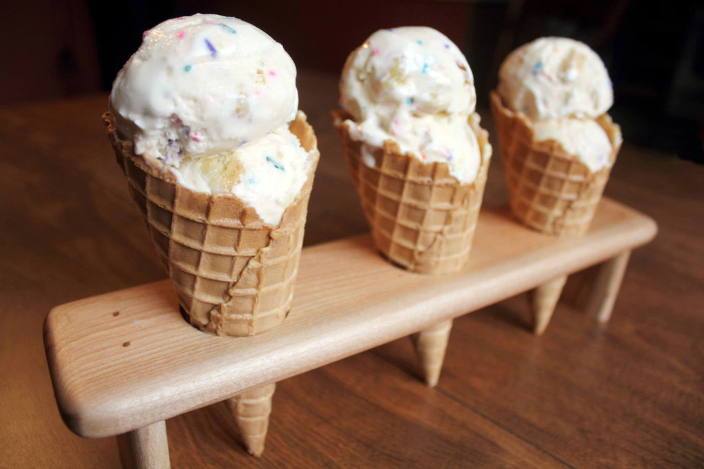 Tiny Ice Cream Cones On Tray Stock Photo 1295835508