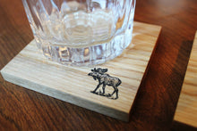 JTWoodworks wooden pine tree and moose coaster set will bring a touch of Maine into your home. Great barware for parties and entertaining at home.