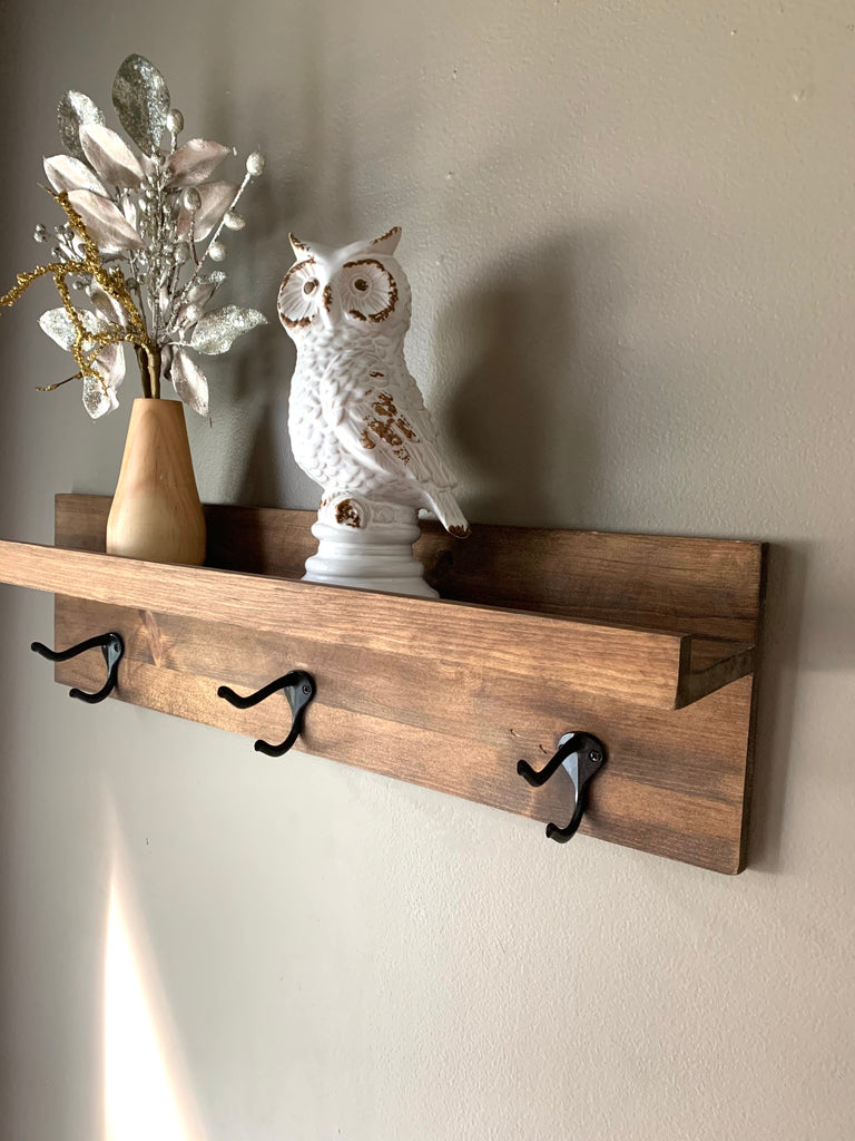 Entryway Hook Ledge Shelf - Natural or Stained – JTWoodworks