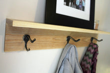 Three Hook Coat Rack with Shelf - 24" Wood Stained