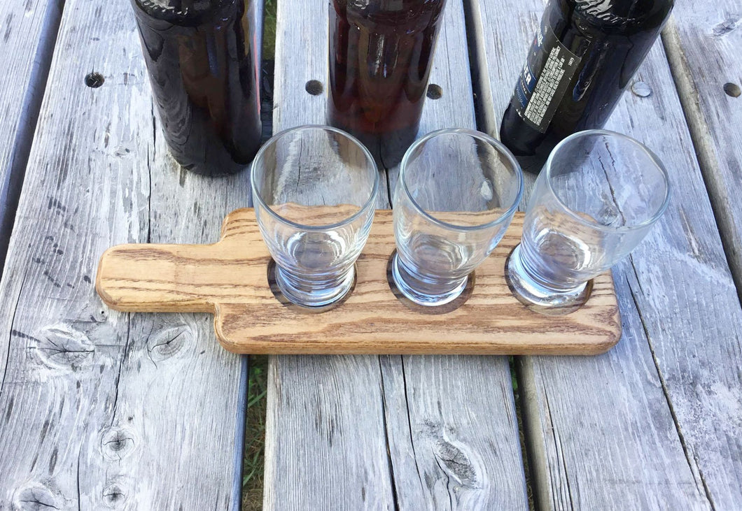 Shop JTWoodworks: beer sampling paddle, beer tasting flight. Handcrafted in Maine.